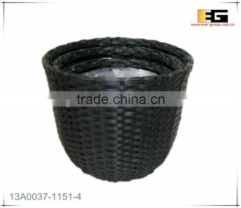 Round shape PE rattan with liner flower baskets