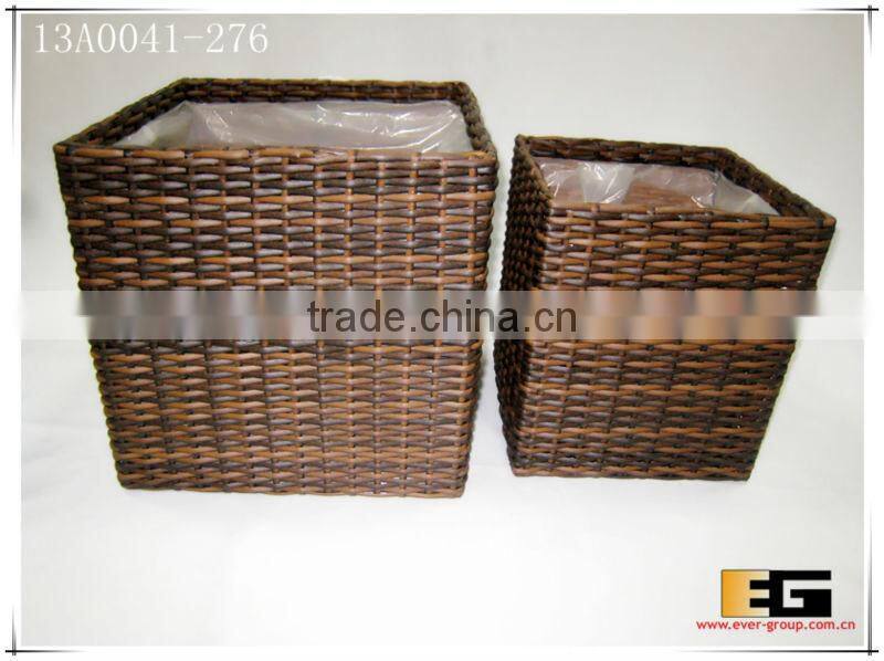 PE/Plastic rattan cube square with liner flower planter