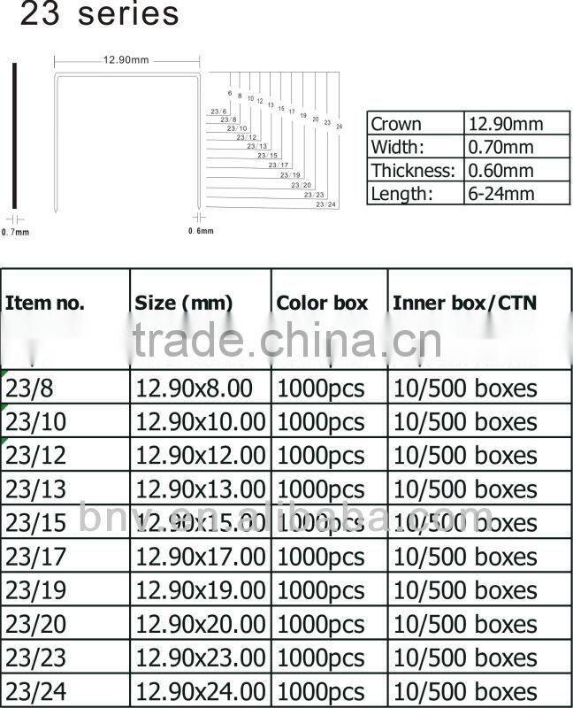 Silver color office heavy duty staples 23 13