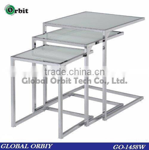 Home furniture Steel Center Table Modern Glass Nesting Table