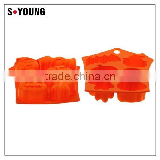 11003 6 Holes Halloween pumpkin shape baking silicon cake mould,