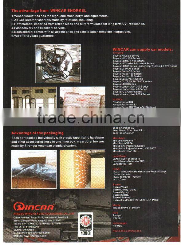 WINT011 FJ Cruiser LLDPE Snorkel Air Ram Intake System Installation Kit