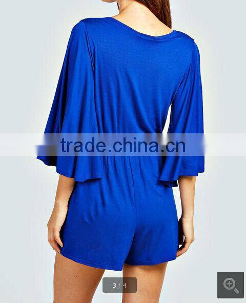 2015 sexy womens deep V neck plus size open front African Print Kimono Sleeve loose Playsuit