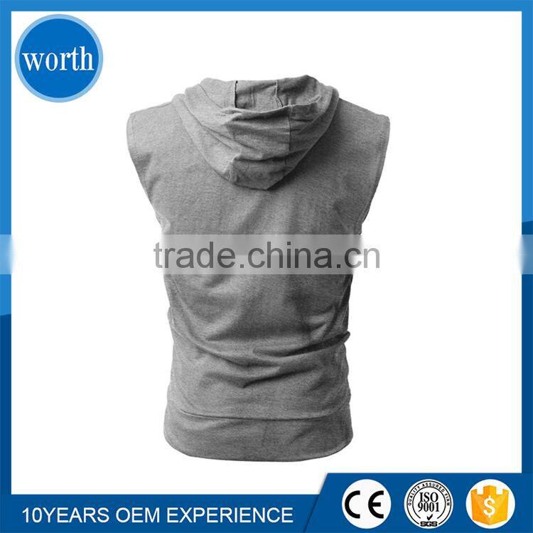 Custom Sleeveless Hoodies Basic Mens Lightweight Zip-up with Pocket