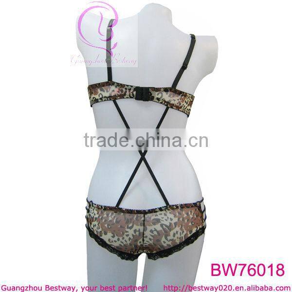 Sexy charm leopard camouflage corset lingerie with lace