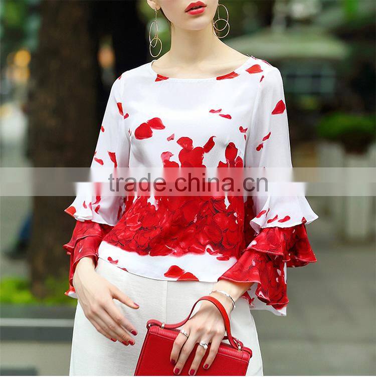 Maxnegio computer shirt print machine ruffle long sleeve woman casual shirt