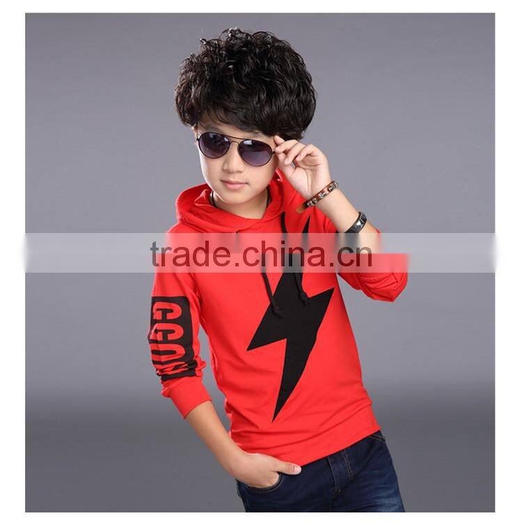 Boys new spring hooded lightning printing long sleeve fleece children sports coat