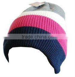 lovely flat knit style kids winter knitted strip hat factory