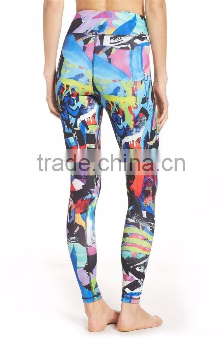 Custom Design Women Yoga High Waist Sport Leggings Digital Print Fitness Pants