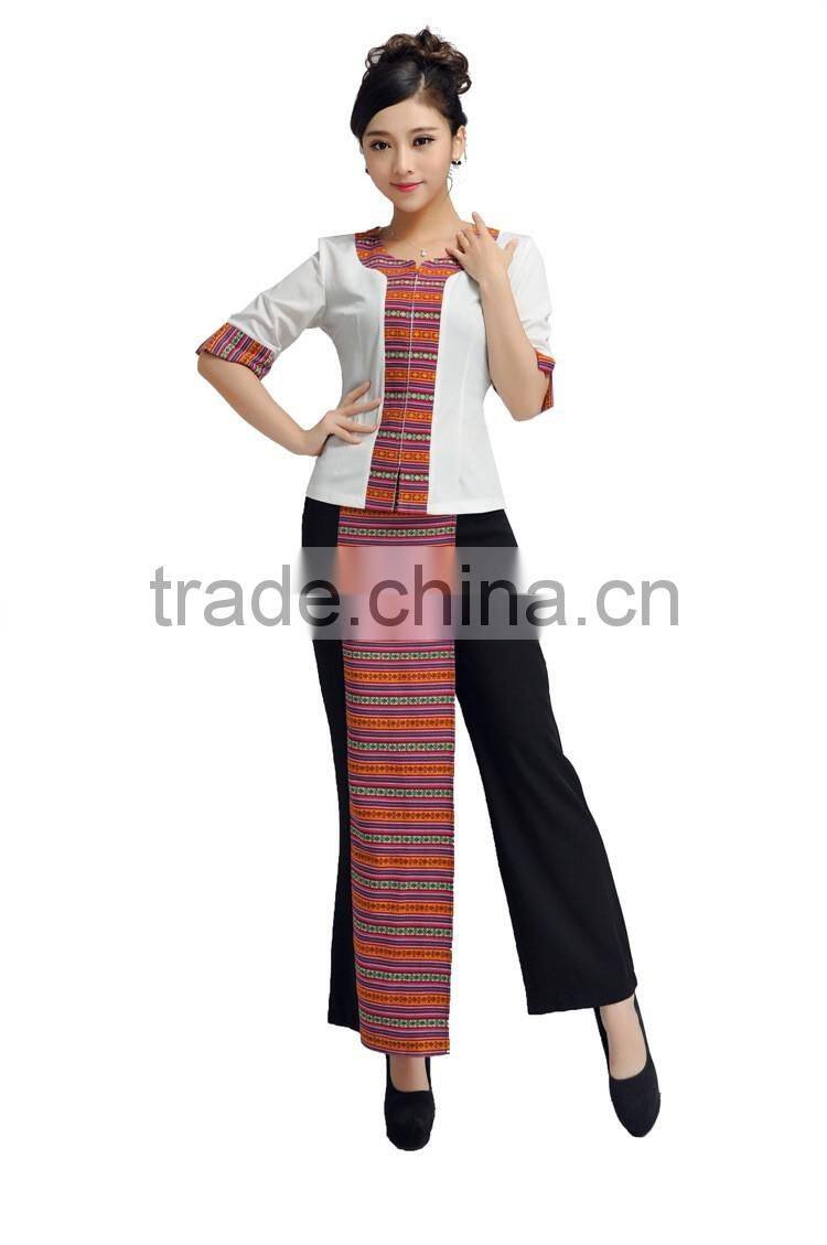 High quality custom made uniform unique hotel uniform/spa working uniform