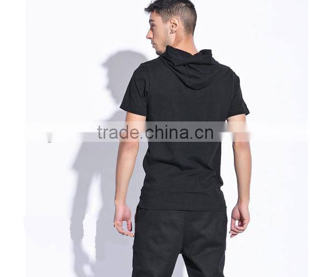 high quality custom cotton/polyester short sleeve pullover hoodie