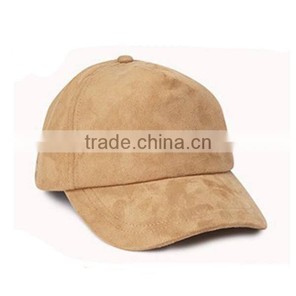 New Design 5 Panel Fitted Pre-curved Brim Suede Plain Baseball Cap