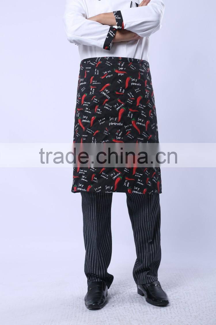 Juqian factory price cheap bulk kinds cotton kitchen hotel chef uniform apron designs