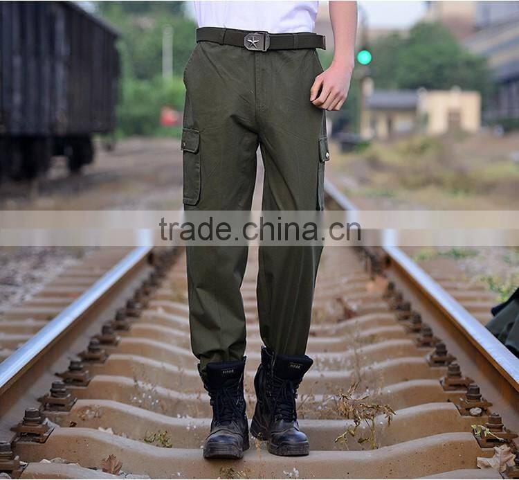Juqian workwerar stylish casual quality quick drying green multi-pockets work pants mens with knee pad