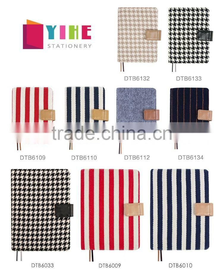 2017 new style A5/A6 cloth cover daily planner/weekly planner with clasp/loose leaf metal clip