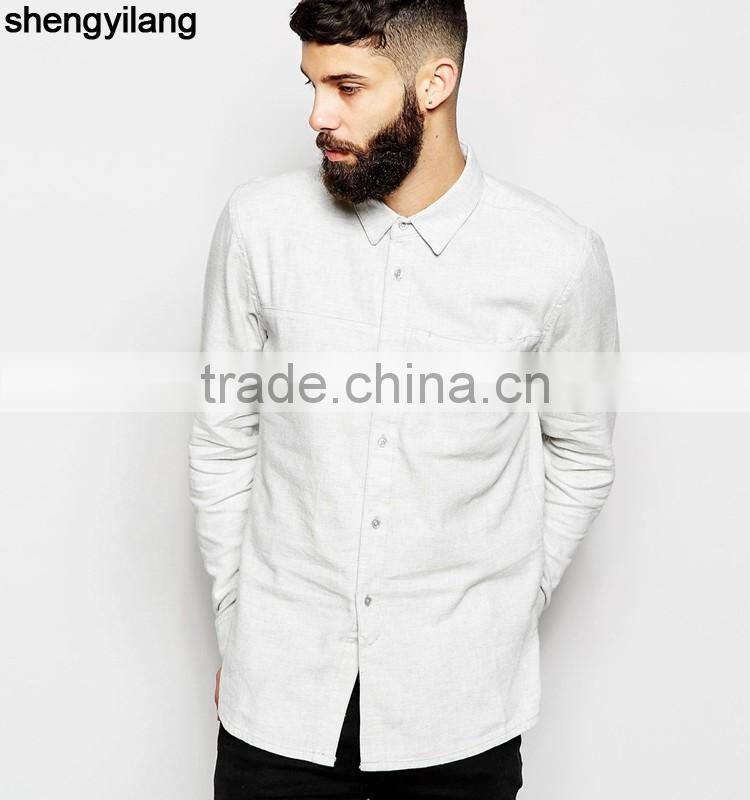 High quality men long sleeve hemp shirt wholesale