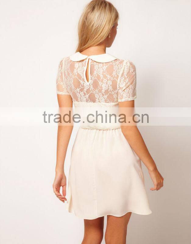 Lace Shirt Dress With Peterpan Collar