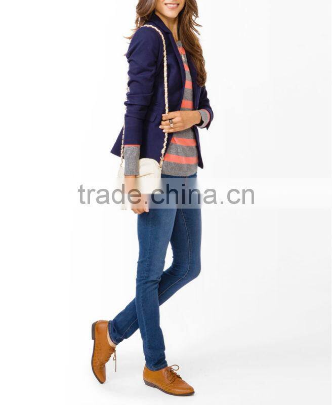 Notched Lapel Twill Blazer