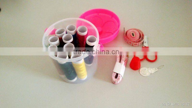 Cheap and convenient Sewing Kit Set in Round Plastic Box