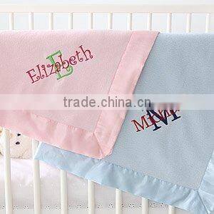 100% polyester satin baby blanket with applique embroidery