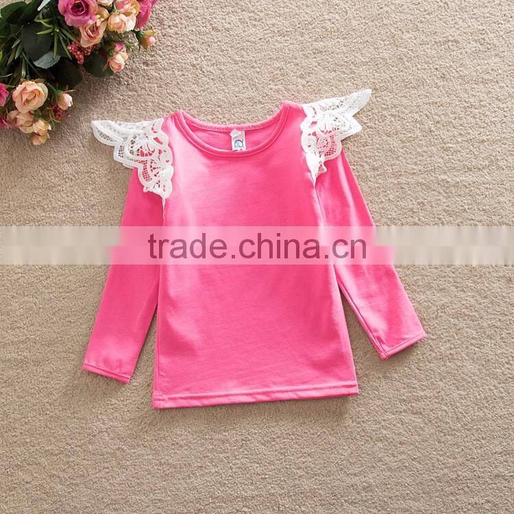 Flutter sleeves solid baby girl long sleeve t shirt M7032001