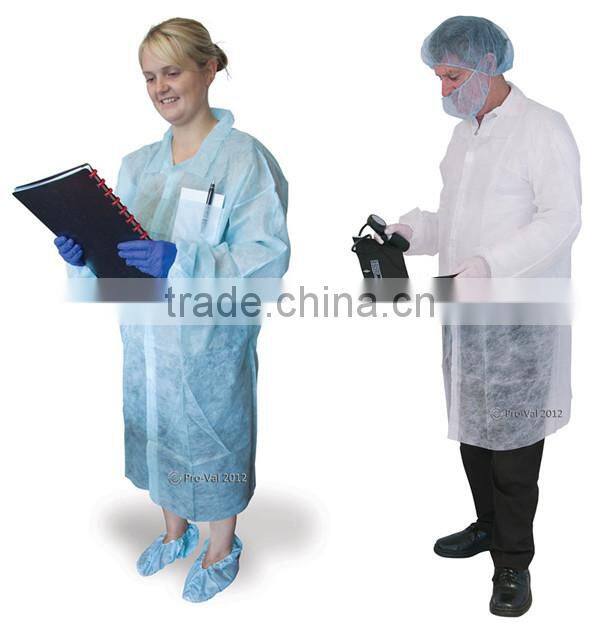 Medical supply! PP non woven blue disposable lab coat for woman