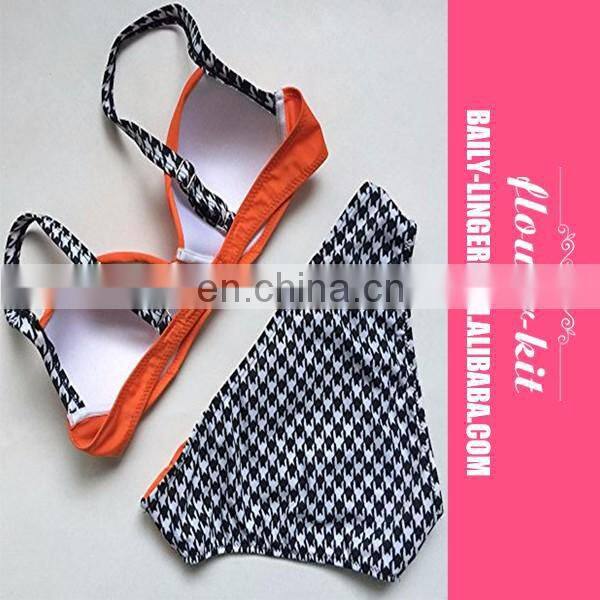 Sexy Print Halter Metal Buckle Bikini Set Swimsuit Swimwear