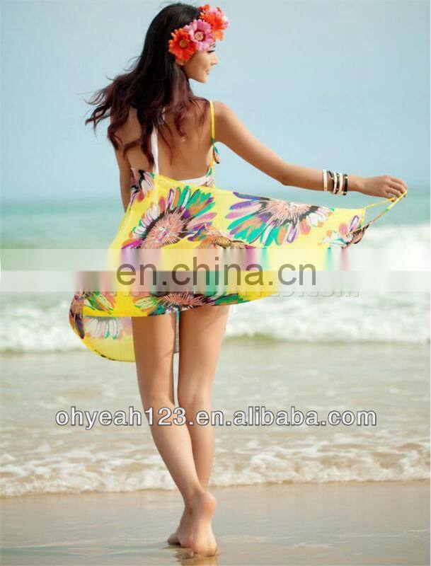 Young ladies beautiful yellow cheap chiffon sarongs wholesale