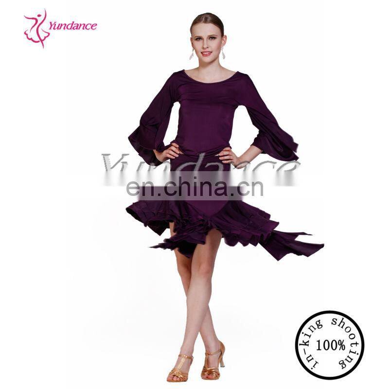 AB015 2014 High Quality Polyester Sexy Dance Shirt Brown