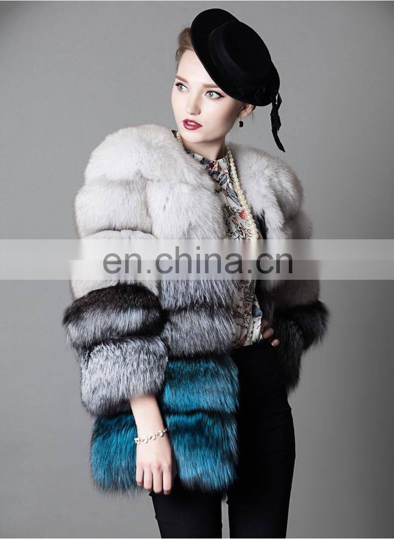 2016 Top Grade Elegant Luxury Winter Warm Real Fox Fur Coat Jacket