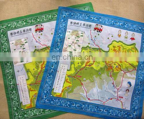multi-styles promotional advertising customized printed map handkerchief