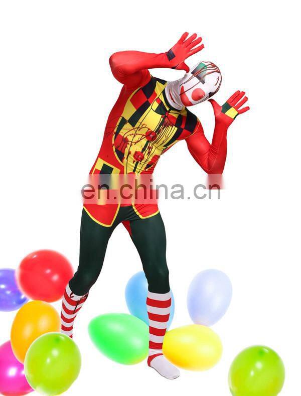 Harley Quinn Halloween Lycra Joker Jester Clown Zentai Full Suit Costume Fetish