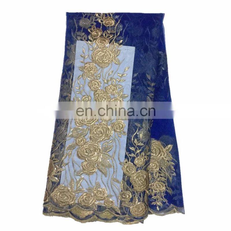 African styles net lace top quality trending French lace fabric with sequins women dress B16032710