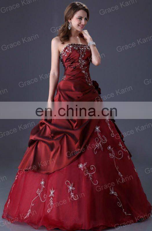 Grace karin long floor length red Prom Wedding Evening Dress Bridal Gown CL2516