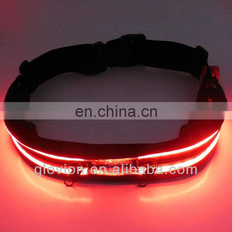 Newest Flashing led waistband led light zipper waistband glowing sports waistband