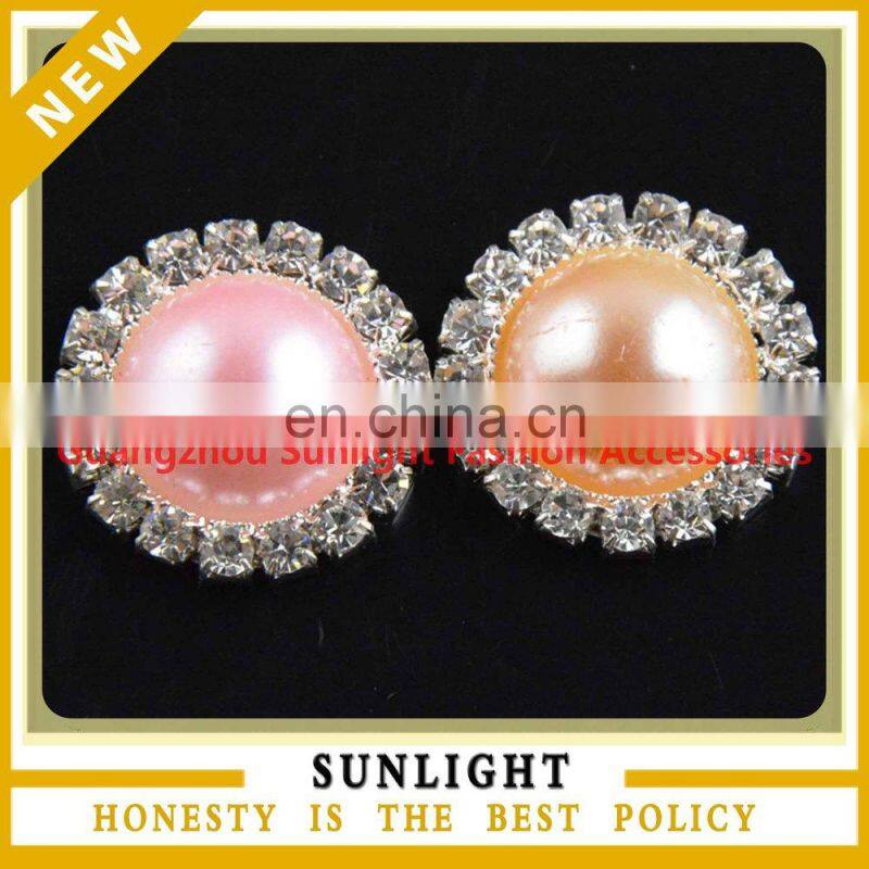 Flatback pearl rhinestone crystal button