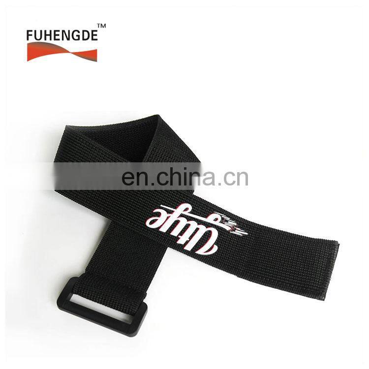 Any length is OK for elastic hook and loop strap with plastic buckle