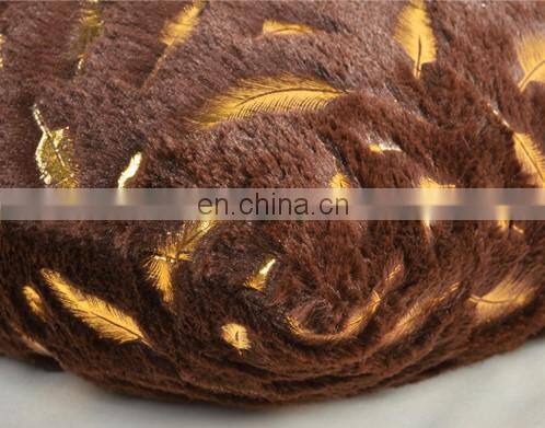 Home Decorative velvet Cushion Cases Fur with Gold Leaves throw Pillow cover Farmhouse