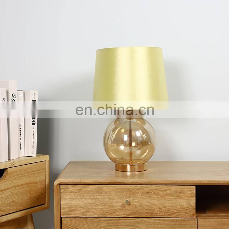 Elegant modern design hotel restaurant coffee house custom round glass table lamp with lampshade
