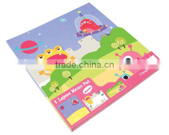Stationery Gift Colourful Dinosaur Monster Robot Animal 3 Layers Memo note Die cut Memo Pad