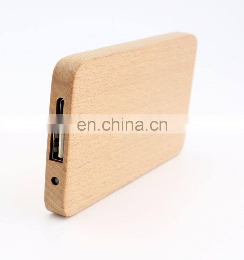 Hot Selling portable Custom Maple Walnut 4000mAh Wood Power Bank