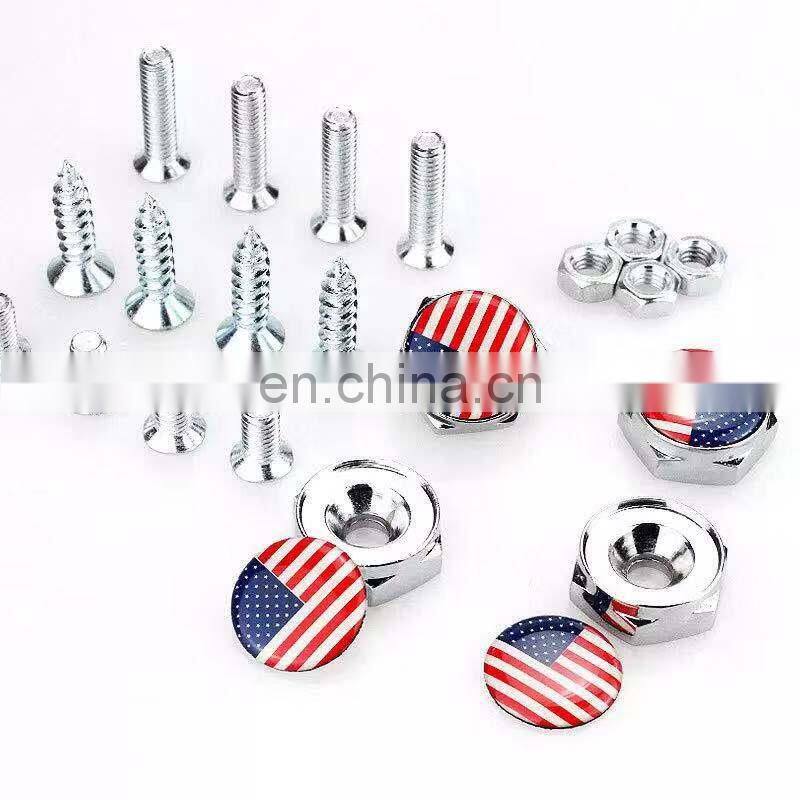 metal car license plate frame screw bolt cap cover nuts