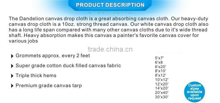 heavy duty waterproof cotton canvas drop cloth for floor