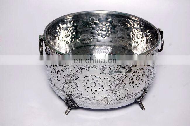 brass plated planter with stand
