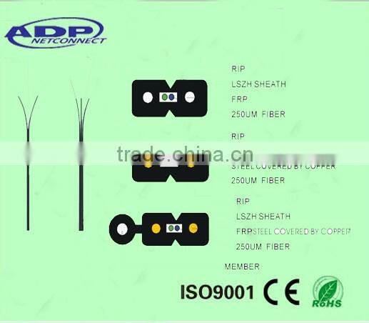 Indoor FTTH Cable/Fiber Optical Cable 2/4/6/8 cores with FRP/Steel wire Strengthen Member