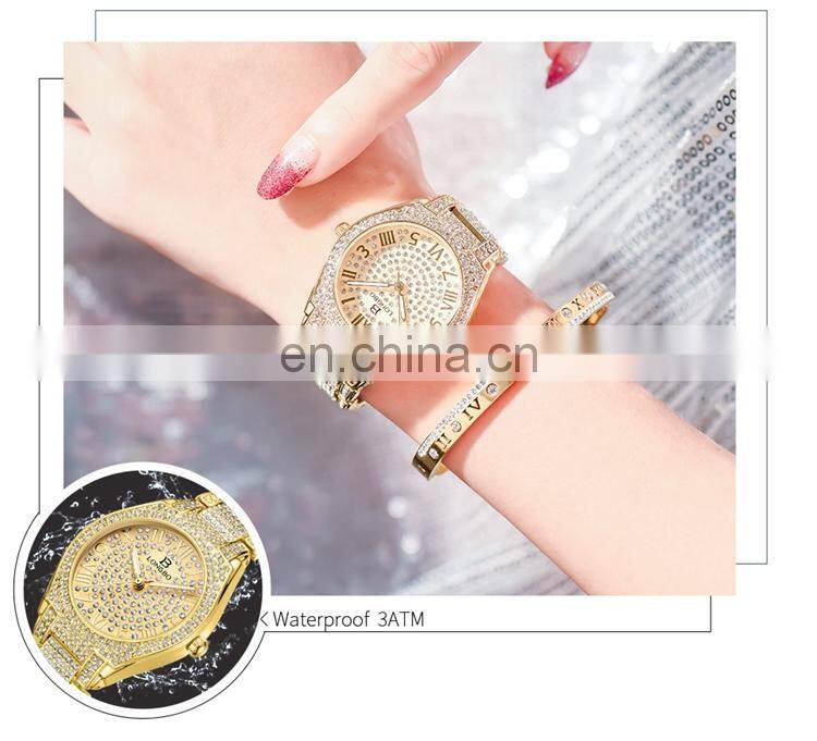 LONGBO 80667 Lady Watch Excellence Quartz Diamond Gold Stainless Steel Luxury Charm Watch For Women
