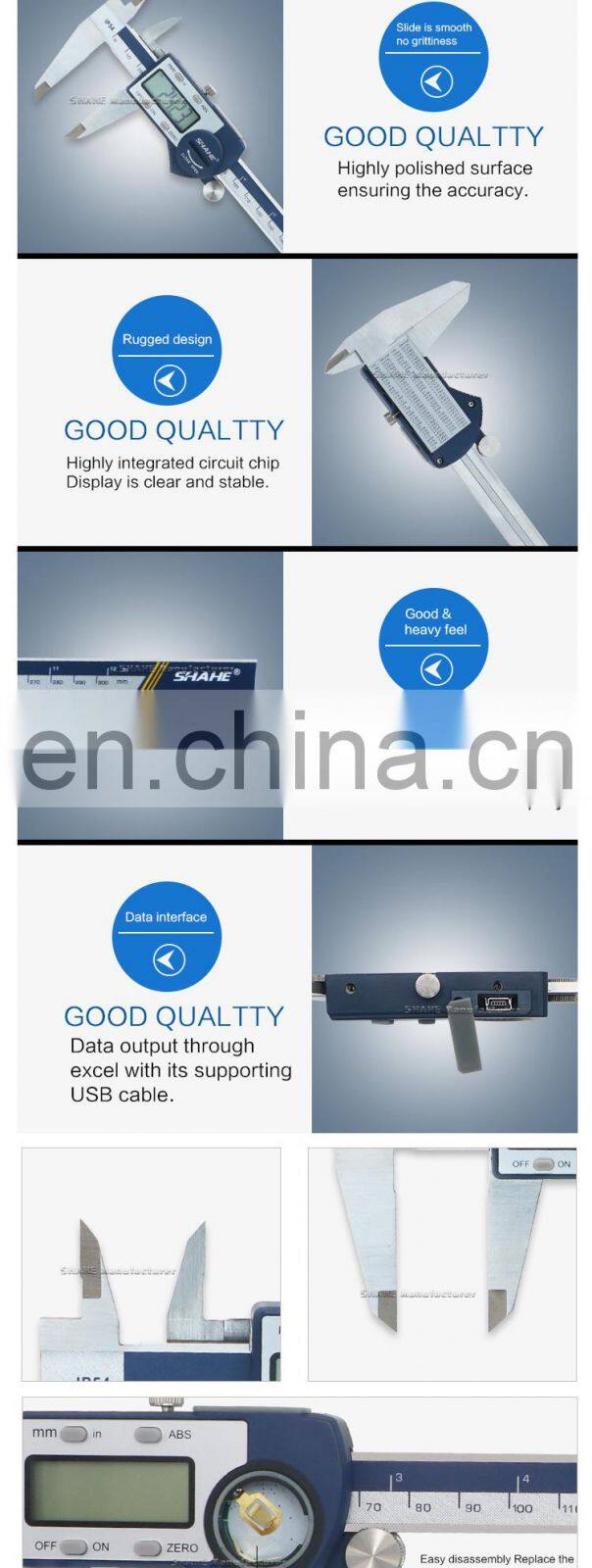 SHAHE 0-300 mm Digital Caliper with Large LCD Screen Vernier Caliper stainless steel Electronic caliper