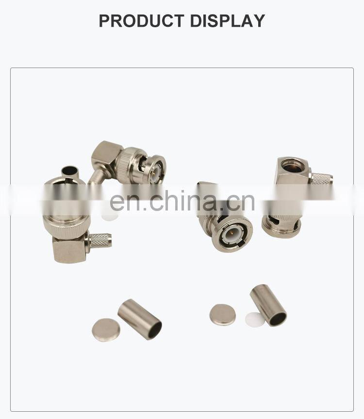 Factory Outlet Waterproof BNC Male Angled Crimp RG58 Cable RF Coaxial Connector BNC Connector for RG58