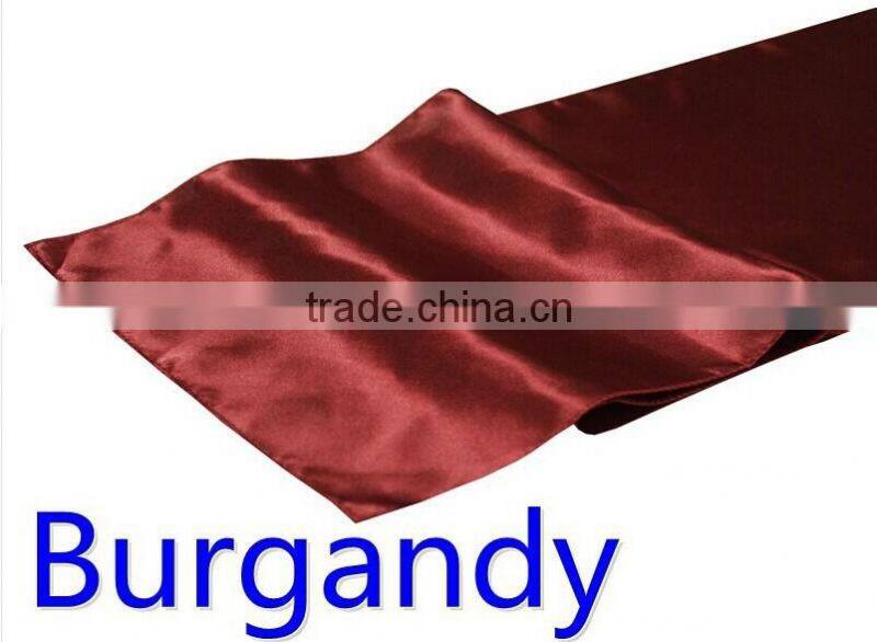 hot selling ployester satin table runner for wedding decoration, black color