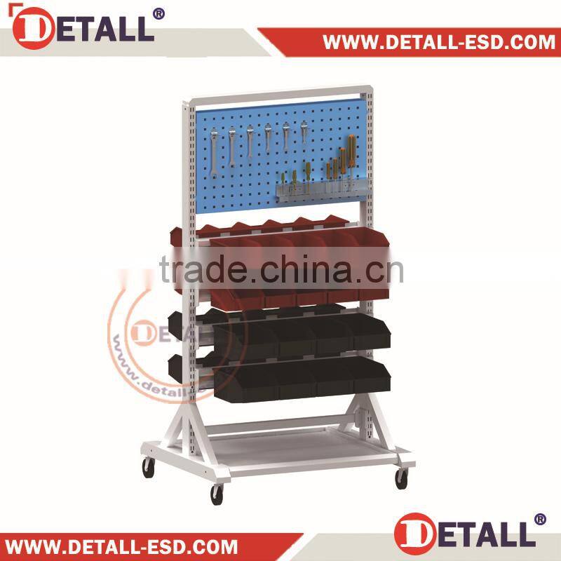 Industrial ESD tool trolley with bins rails and tool panels